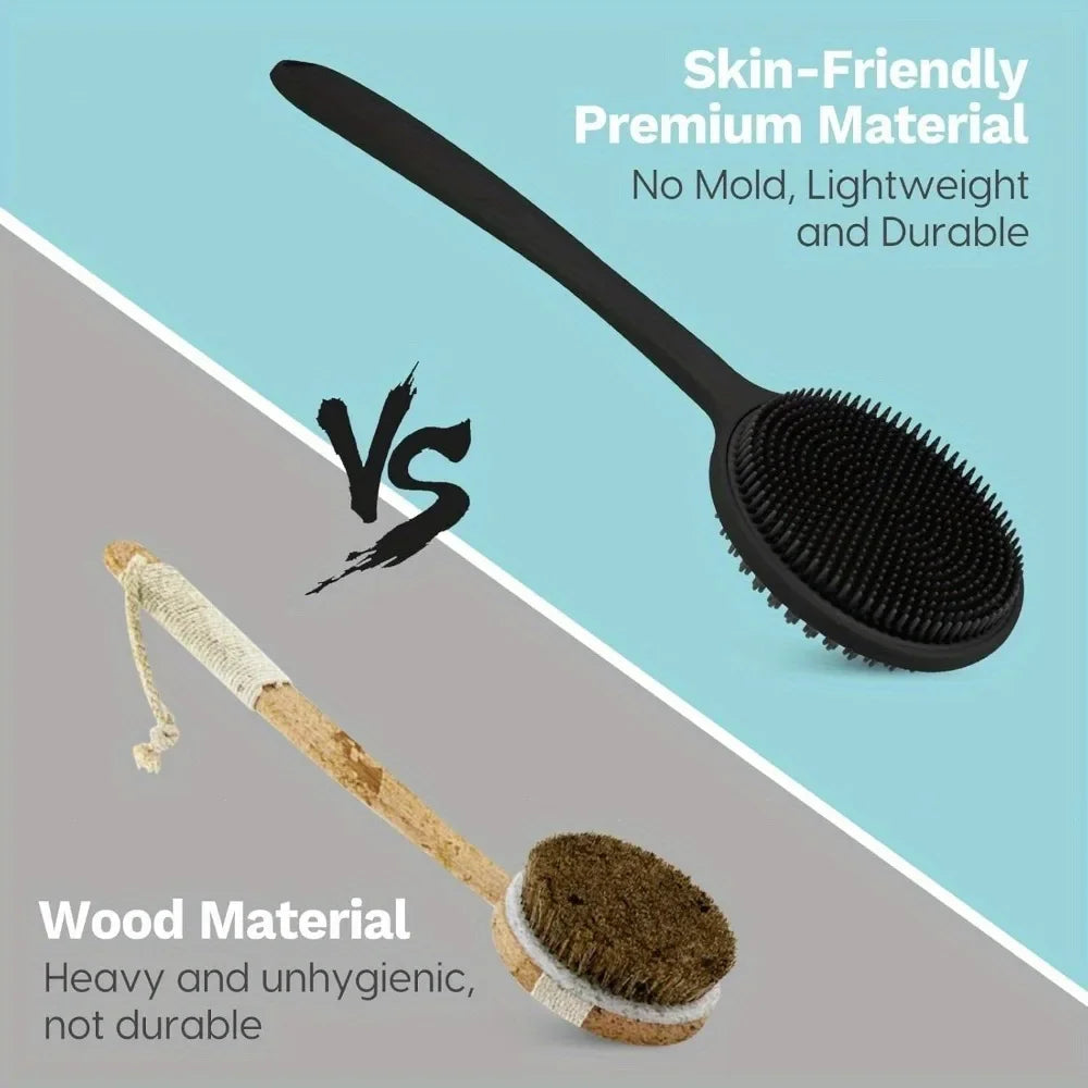 Bath back brush, suitable for deep body cleansing and exfoliation massage during showers, with soft bristles on both sides