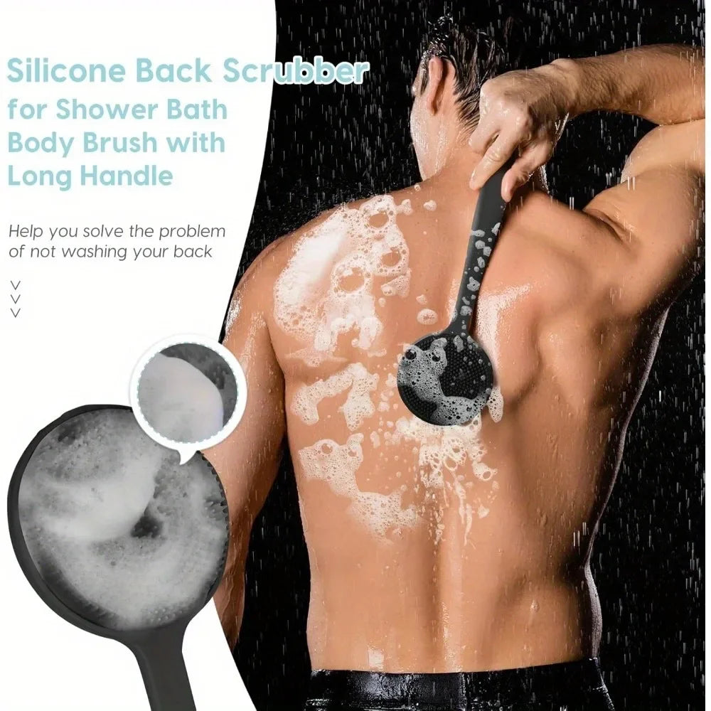 Bath back brush, suitable for deep body cleansing and exfoliation massage during showers, with soft bristles on both sides